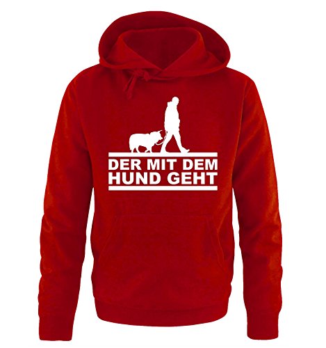 Comedy Shirts Der mit dem Hund geht - Herren Hoodie - Rot/Weiss Gr. XXL von Comedy Shirts