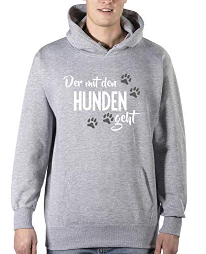 Comedy Shirts Der mit den Hunden geht - Herren Hoodie - Grau/Weiss-Grau Gr. XL von Comedy Shirts