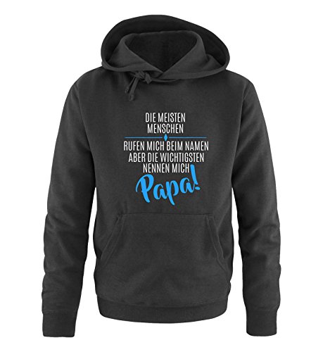 Comedy Shirts Die meisten Menschen rufen Mich beim Namen Aber die Wichtigsten nennen Mich Papa! - Herren Hoodie - Schwarz/Weiss-Blau Gr. XL von Comedy Shirts