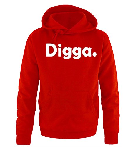 Comedy Shirts Digga - Herren Hoodie - Rot/Weiss Gr. M von Comedy Shirts