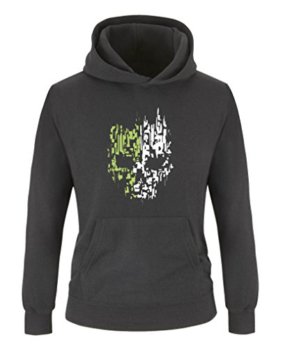 Comedy Shirts - Digital Skull - Jungen Hoodie - Schwarz/Weiss-Grün Gr. 152/164 von Comedy Shirts