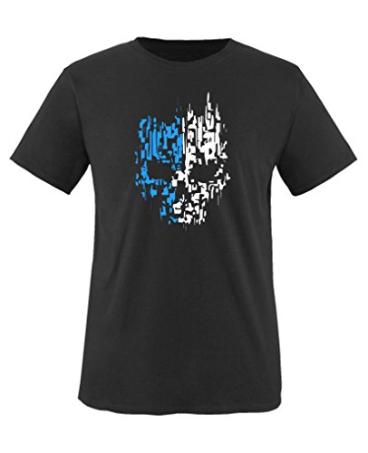 Comedy Shirts - Digital Skull - Jungen T-Shirt - Schwarz/Weiss-Blau Gr. 152/164 von Comedy Shirts