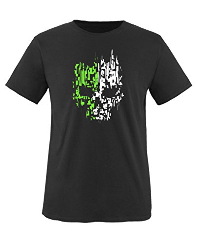 Comedy Shirts - Digital Skull - Jungen T-Shirt - Schwarz/Weiss-Neongrün Gr. 152/164 von Comedy Shirts