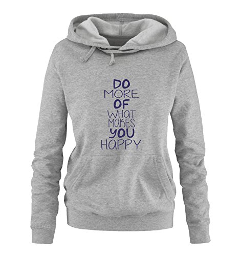 Comedy Shirts Do More of What Makes You Happy. - Damen Hoodie - Grau/Lila Gr. M von Comedy Shirts