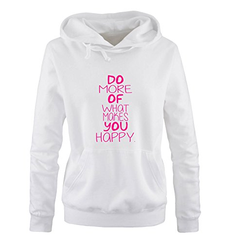 Comedy Shirts Do More of What Makes You Happy. - Damen Hoodie - Weiss/Pink Gr. L von Comedy Shirts