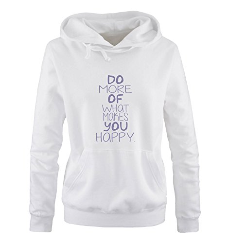 Comedy Shirts Do More of What Makes You Happy. - Damen Hoodie - Weiss/Violett Gr. M von Comedy Shirts
