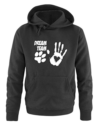 Comedy Shirts Dream Team Pfote Hand - Herren Hoodie - Schwarz/Weiss Gr. XXL von Comedy Shirts