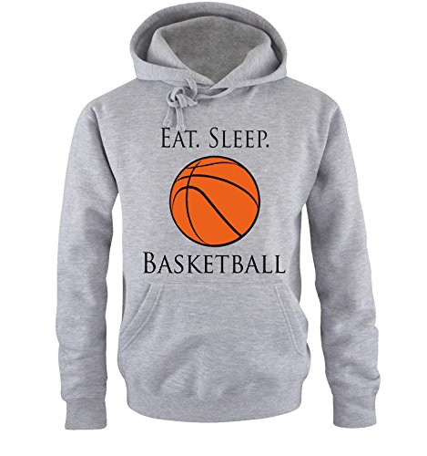 Comedy Shirts EAT. Sleep. Basketball - Herren Hoodie - Grau/Schwarz-Orange Gr. XXL von Comedy Shirts