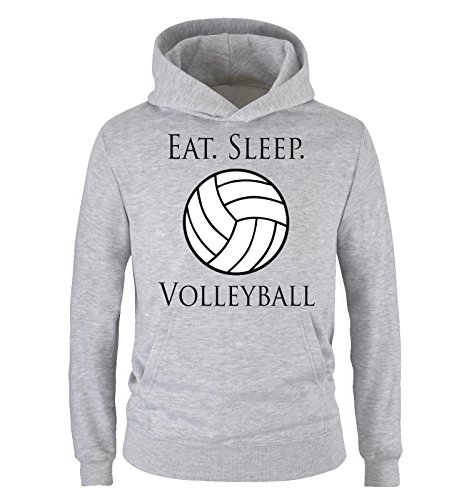 Comedy Shirts - EAT. Sleep. Volleyball - Kinder Hoodie - Grau/Schwarz-Weiss Gr. 152/164 von Comedy Shirts