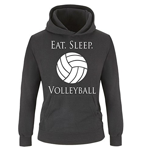 Comedy Shirts - EAT. Sleep. Volleyball - Kinder Hoodie - Schwarz/Weiss Gr. 152/164 von Comedy Shirts