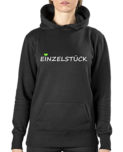 Comedy Shirts Einzelstück - Style1 - Damen Hoodie - Schwarz/Weiss-Neongrün Gr. L von Comedy Shirts