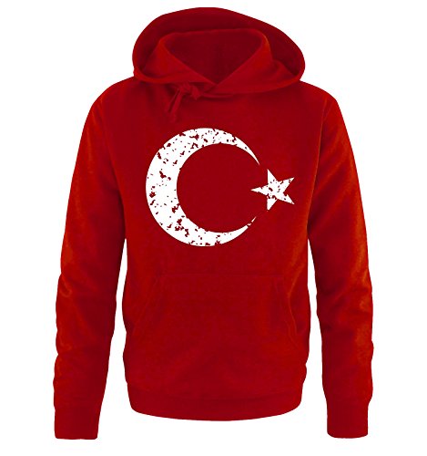 Comedy Shirts EM 2016 - TÜRKEI - Wappen - Vintage - Herren Hoodie - Rot/Weiss Gr. S von Comedy Shirts