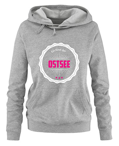 Comedy Shirts EIN Kind der Ostsee - Damen Hoodie - Grau/Weiss-Pink Gr. M von Comedy Shirts