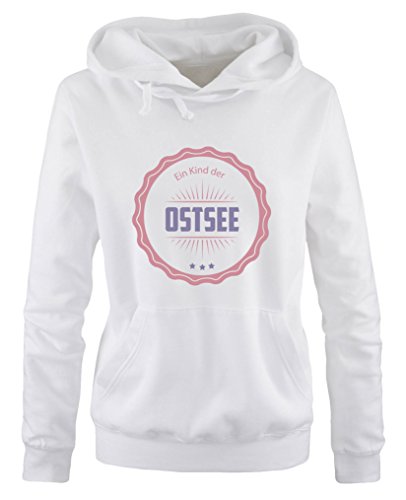 Comedy Shirts EIN Kind der Ostsee - Damen Hoodie - Weiss/Rosa-Violett Gr. L von Comedy Shirts
