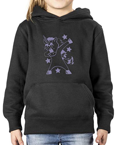 Comedy Shirts - Einhorn Dab - Mädchen Hoodie - Schwarz/Violett Gr. 134/146 von Comedy Shirts