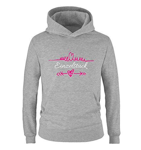 Comedy Shirts - Einzelstück - Herz Pfeile - Mädchen Hoodie - Grau/Weiss-Pink Gr. 140 von Comedy Shirts