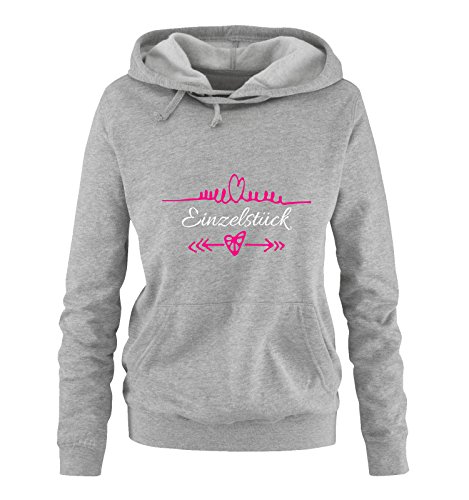 Comedy Shirts Einzelstück - Herz Pfeile - Damen Hoodie - Grau/Weiss-Pink Gr. XL von Comedy Shirts