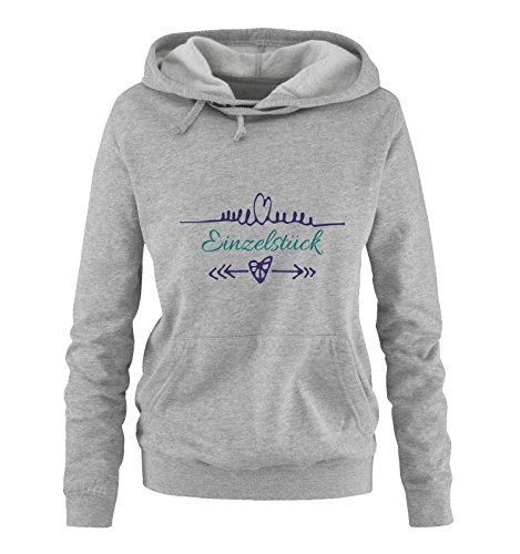 Comedy Shirts Einzelstück - Herz Pfeile - Damen Hoodie - Grau/Türkis-Lila Gr. L von Comedy Shirts