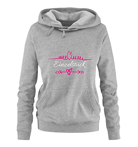 Comedy Shirts - Einzelstück - Herz Pfeile - Damen Hoodie - Grau/Weiss-Pink Gr. L von Comedy Shirts