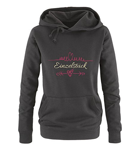 Comedy Shirts Einzelstück - Herz Pfeile - Damen Hoodie - Schwarz/Beige-Fuchsia Gr. M von Comedy Shirts