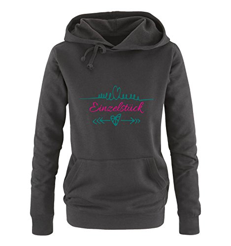 Comedy Shirts Einzelstück - Herz Pfeile - Damen Hoodie - Schwarz/Pink-Türkis Gr. L von Comedy Shirts