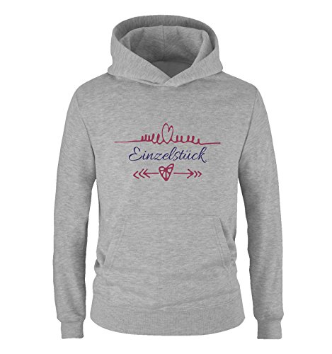 Comedy Shirts - Einzelstück - Herz Pfeile - Mädchen Hoodie - Grau/Lila-Fuchsia Gr. 152 von Comedy Shirts