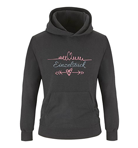 Comedy Shirts - Einzelstück - Herz Pfeile - Mädchen Hoodie - Schwarz/Eisblau-Rosa Gr. 152 von Comedy Shirts