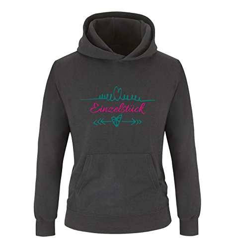Comedy Shirts - Einzelstück - Herz Pfeile - Mädchen Hoodie - Schwarz/Pink-Türkis Gr. 152 von Comedy Shirts