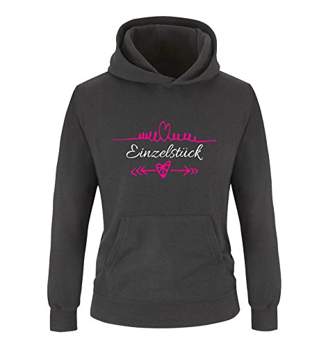 Comedy Shirts - Einzelstück - Herz Pfeile - Mädchen Hoodie - Schwarz/Weiss-Pink Gr. 152 von Comedy Shirts