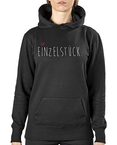 Comedy Shirts - Einzelstück - Style2 - Damen Hoodie - Schwarz/Weiss-Pink Gr. S von Comedy Shirts