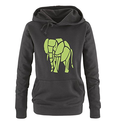 Comedy Shirts Elefant - Damen Hoodie - Schwarz/Grün Gr. XXL von Comedy Shirts