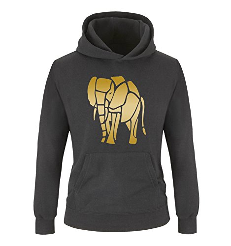 Comedy Shirts - Elefant - Jungen Hoodie - Schwarz/Gold Gr. 152/164 von Comedy Shirts