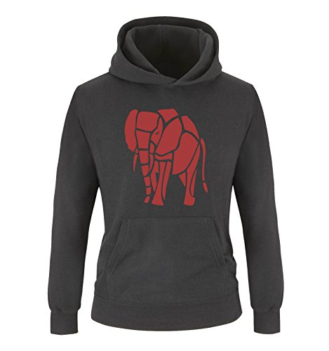 Comedy Shirts - Elefant - Mädchen Hoodie - Schwarz/Rot Gr. 152/164 von Comedy Shirts