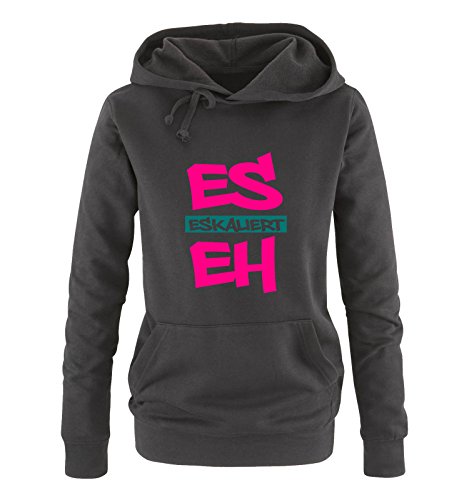 Comedy Shirts - Es eskaliert eh - Graffiti - Damen Hoodie - Schwarz/Pink-Türkis Gr. L Comedy Shirts - Es eskaliert eh - Graffiti - Damen Hoodie - Schwarz/Pink-Türkis Gr. L von Comedy Shirts