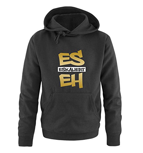 Comedy Shirts Es eskaliert eh - Graffiti - Herren Hoodie - Schwarz/Gold-Weiss Gr. 4XL von Comedy Shirts