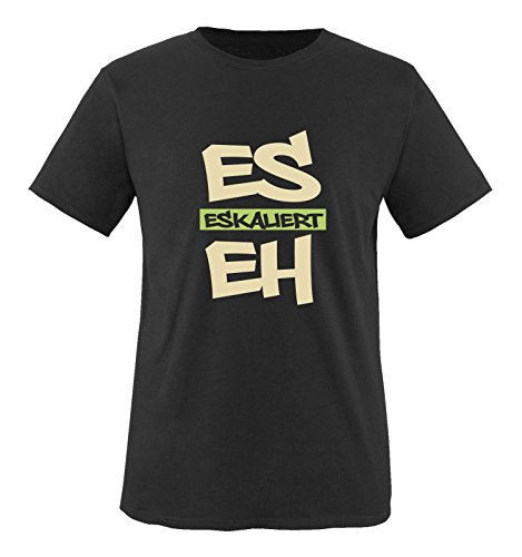 Comedy Shirts - Es eskaliert eh - Graffiti - Herren T-Shirt - Schwarz/Beige-Hellgrün Gr. 4XL von Comedy Shirts