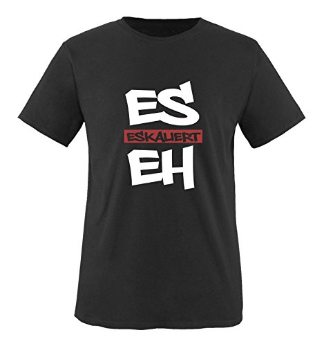 Comedy Shirts - Es eskaliert eh - Graffiti - Herren T-Shirt - Schwarz/Weiss-Rot Gr. 3XL von Comedy Shirts