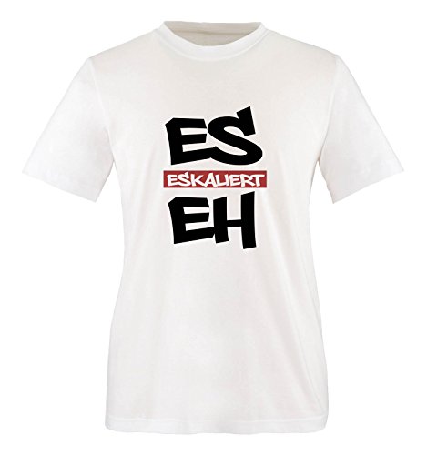 Comedy Shirts - Es eskaliert eh - Graffiti - Herren T-Shirt - Weiss/Schwarz-Rot Gr. L von Comedy Shirts