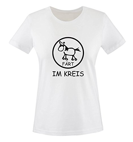 Comedy Shirts - Fährt im Kreis - Damen T-Shirt - Weiss/Schwarz Gr. M von Comedy Shirts