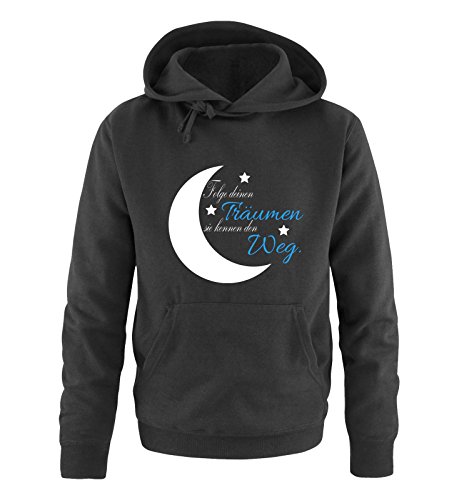 Comedy Shirts - Folge deinen Träumen sie kennen den Weg. - Herren Hoodie - Schwarz/Weiss-Blau Gr. 5XL von Comedy Shirts