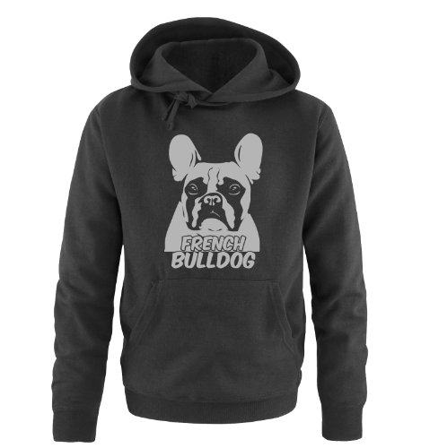 Comedy Shirts French Bulldog - Einfarbig - Herren Hoodie - Schwarz/Silber Gr. XXL von Comedy Shirts