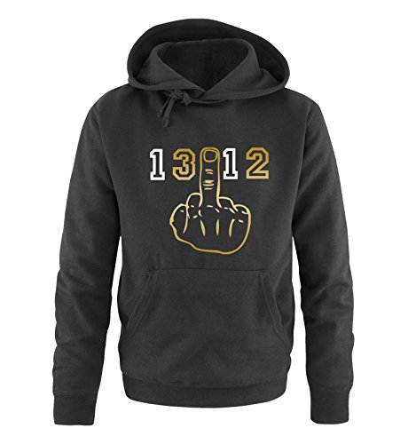 Comedy Shirts Fuck Finger 1312 - Herren Hoodie - Schwarz/Gold-Weiss Gr. L von Comedy Shirts