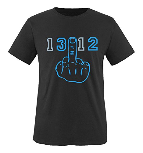 Comedy Shirts - Fuck Finger 1312 - Herren T-Shirt - Schwarz/Blau-Eisblau Gr. 4XL von Comedy Shirts