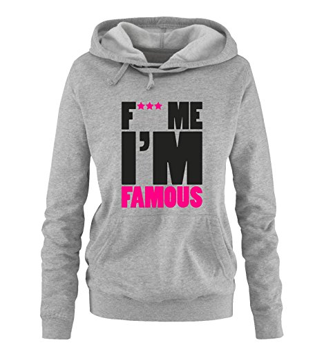 FUCK ME I'M FAMOUS - Damen Hoodie Grau/Schwarz-Pink Gr. M von Comedy Shirts