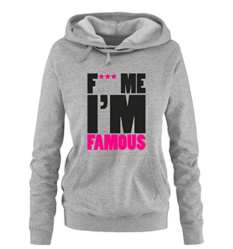 Fuck ME I'm Famous - Damen Hoodie Grau/Schwarz-Pink Gr. M von Comedy Shirts