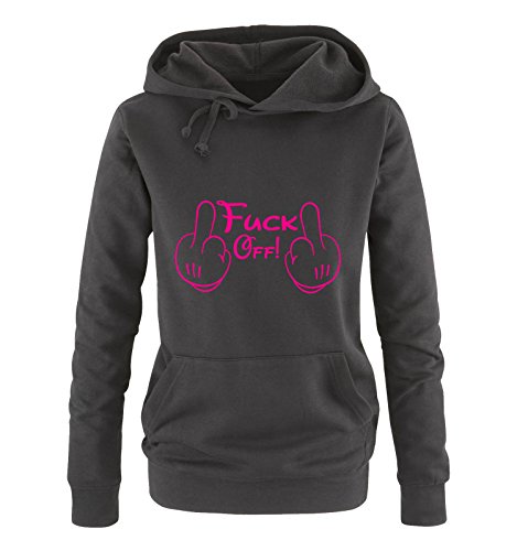 Fuck Off! - Comic Hände - Damen Hoodie - Schwarz/Pink Gr. XL von Comedy Shirts