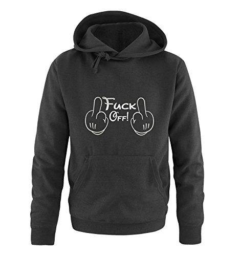 Fuck Off! - Comic Hände - Herren Hoodie - Schwarz/Silber Gr. M von Comedy Shirts