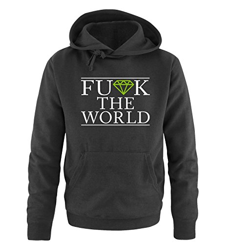 Comedy Shirts Fuck The World - Herren Hoodie - Schwarz/Weiss-Grün Gr. M von Comedy Shirts