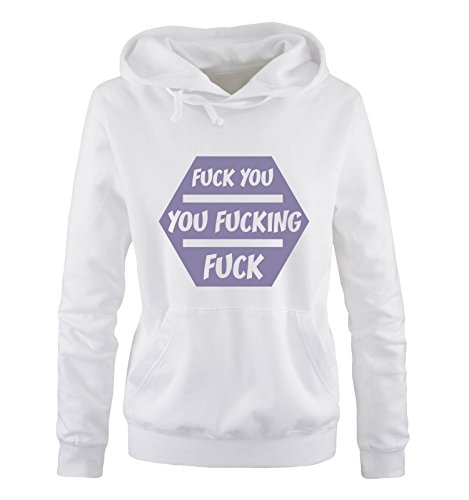 Comedy Shirts Fuck You You Fucking Fuck - Damen Hoodie - Weiss/Violett Gr. XL von Comedy Shirts