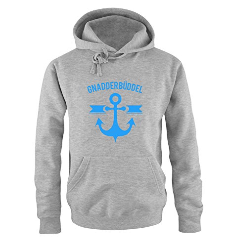 Comedy Shirts GNADDERBÜDDEL - Anker - Herren Hoodie - Grau/Blau Gr. L von Comedy Shirts